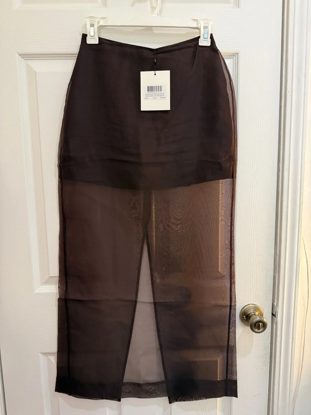 Sian Dark Choc Silk Organza Midi Skirt- Brown - Picture 4 of 12